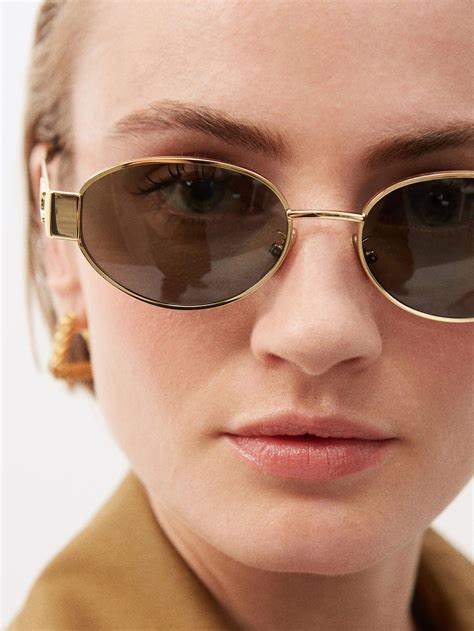 sunglasses celine triomphe metal|Celine triomphe round sunglasses.